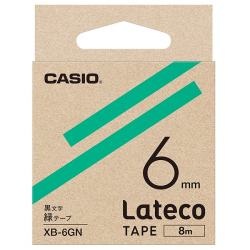 商品画像:Lateco用テープ 6mm 緑/黒文字 XB-6GN