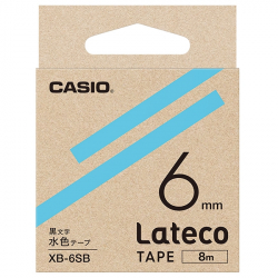 商品画像:Lateco用テープ 6mm 水色/黒文字 XB-6SB