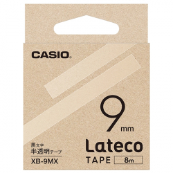 商品画像:Lateco用テープ 9mm 半透明/黒文字 XB-9MX