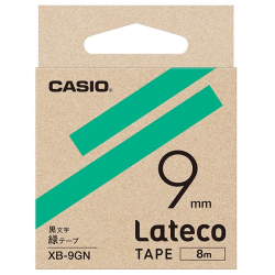 商品画像:Lateco用テープ 9mm 緑/黒文字 XB-9GN