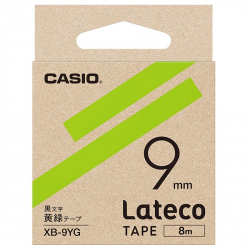 商品画像:Lateco用テープ 9mm 黄緑/黒文字 XB-9YG