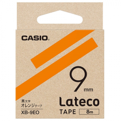 商品画像:Lateco用テープ 9mm オレンジ/黒文字 XB-9EO