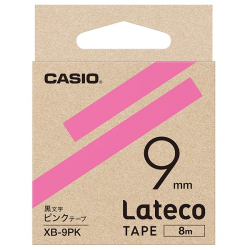 商品画像:Lateco用テープ 9mm ピンク/黒文字 XB-9PK