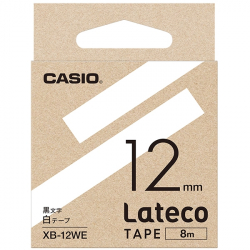 商品画像:Lateco用テープ 12mm 白/黒文字 XB-12WE