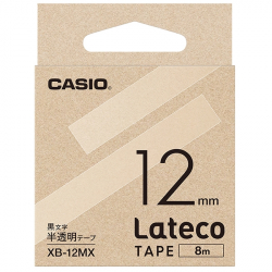 商品画像:Lateco用テープ 12mm 半透明/黒文字 XB-12MX
