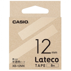 商品画像:Lateco用テープ 12mm 半透明/黒文字 XB-12MX