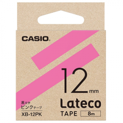 商品画像:Lateco用テープ 12mm ピンク/黒文字 XB-12PK
