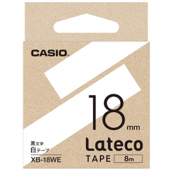 商品画像:Lateco用テープ 18mm 白/黒文字 XB-18WE