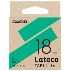 商品画像:Lateco用テープ 18mm 緑/黒文字 XB-18GN