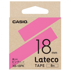 商品画像:Lateco用テープ 18mm ピンク/黒文字 XB-18PK