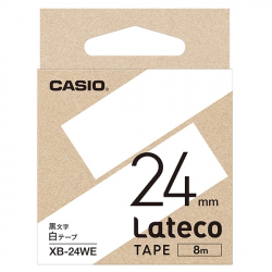 商品画像:Lateco用テープ 24mm 白/黒文字 XB-24WE
