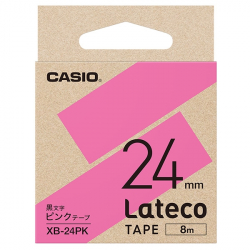 商品画像:Lateco用テープ 24mm ピンク/黒文字 XB-24PK