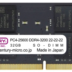 商品画像:NT用 PC4-25600 DDR4-3200 260pin SODIMM 2RK 1.2v 64GBKit(32GBx2) CB32GX2-SOD4U3200