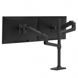<ERGOTRON>LX デスクマウント デュアル モニターアーム 縦/横型 長身ポール マットブラック 40インチ(6.4〜20kg)まで対応 45-509-224