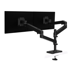 商品画像:LX PRO デスクマウント モニターアーム デュアル 縦/横型 グロメット ブラック 24インチ(3.6〜20.0kg)まで対応 45-710-292