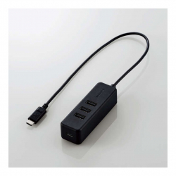 商品画像:USB Type C ハブ/USB2.0/USB-Aメス3ポート/PD対応Type-C1ポート/ケーブル30cm/ブラック U2HC-T431PBK