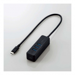 商品画像:USB Type C ハブ/USB3.1(Gen1)/USB-Aメス3ポート/PD対応Type-C1ポート/ケーブル30cm/ブラック U3HC-T431P5BK