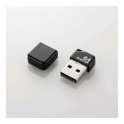 商品画像:USBメモリ/USB2.0/小型/キャップ付/64GB/ブラック MF-SU2B64GBK