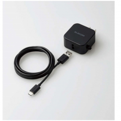 商品画像:AC充電器/スマホ・タブレット用/2.4A出力/Type-C/USB-C/ケーブル同梱/1.5m/USB-Aメス1ポート/おまかせ充電搭載/ブラック MPA-ACC23BK
