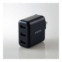 商品画像:AC充電器/スマホ・タブレット用/3.6A出力/USB-Aメス3ポート/おまかせ充電搭載/ブラック MPA-ACU12BK