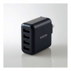 商品画像:AC充電器/スマホ・タブレット用/4.8A出力/USB-Aメス4ポート/おまかせ充電搭載/ブラック MPA-ACU13BK