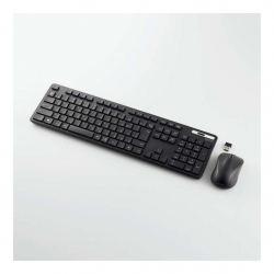 商品画像:無線キーボード/薄型/メンブレン式/抗菌/フルサイズ/マウス付/ブラック TK-FDM110MKBK