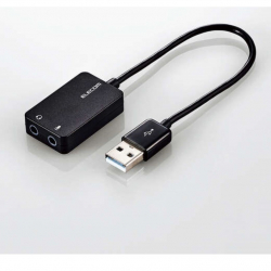 商品画像:USBオーディオ変換アダプタ/0.15m/ブラック USB-AADC02BK