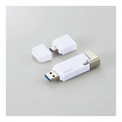 商品画像:LightningUSBメモリ/USB3.2(Gen1)/USB3.0対応/64GB/Type-C変換アダプタ付/ホワイト MF-LGU3B064GWH