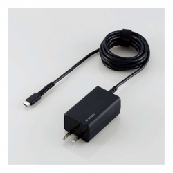 商品画像:ノートPC用ACアダプター/USB Power Delivery認証/45W/USB-Cケーブル一体型/抗菌/2m/ブラック ACDC-PD1945BK