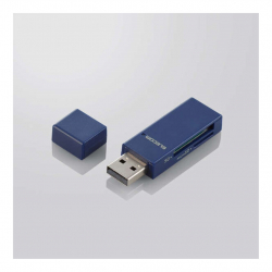 商品画像:カードリーダー/スティックタイプ/USB2.0対応/SD+microSD対応/ブルー MR-D205BU