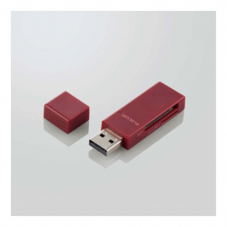 商品画像:カードリーダー/スティックタイプ/USB2.0対応/SD+microSD対応/レッド MR-D205RD