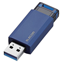 商品画像:USBメモリー/USB3.1(Gen1)対応/ノック式/オートリターン機能付/128GB/ブルー MF-PKU3128GBU