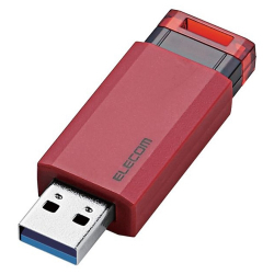 商品画像:USBメモリー/USB3.1(Gen1)対応/ノック式/オートリターン機能付/128GB/レッド MF-PKU3128GRD