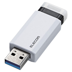 商品画像:USBメモリー/USB3.1(Gen1)対応/ノック式/オートリターン機能付/128GB/ホワイト MF-PKU3128GWH