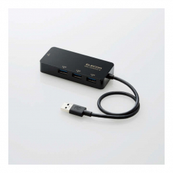商品画像:有線LANアダプタ/Giga対応/USB3.0/Type-A/USBハブ付/ブラック EDC-GUA3H2-B