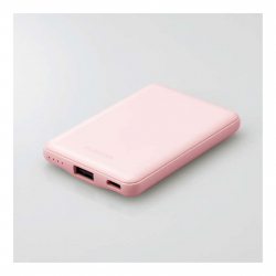 商品画像:モバイルバッテリー/リチウムイオン電池/おまかせ充電対応/12W対応/USB-A出力1ポート/Type-C入力5000mAh/ピンク DE-C37-5000PN