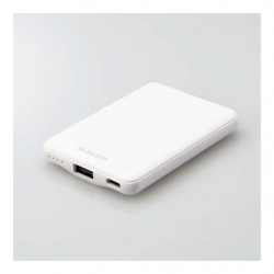 商品画像:モバイルバッテリー/リチウムイオン電池/おまかせ充電対応/12W対応/USB-A出力1ポート/Type-C入力5000mAh/ホワイトフェイス DE-C37-5000WH