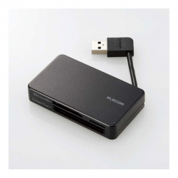 商品画像:メモリリーダライタ/ケーブル収納タイプ/USB3.0対応/ケーブル6cm/SD+microSD+CF対応/ブラック MR3-K303BK