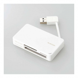 商品画像:メモリリーダライタ/ケーブル収納タイプ/USB3.0対応/ケーブル6cm/SD+microSD+CF対応/ホワイト MR3-K303WH