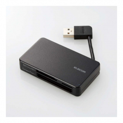 商品画像:メモリリーダライタ/ケーブル収納タイプ/USB2.0対応/ケーブル6cm/SD+microSD+CF対応/ブラック MR-K304BK