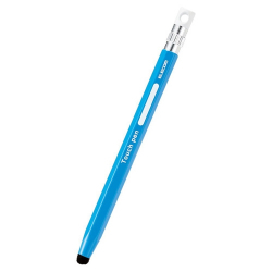 商品画像:スマートフォン・タブレット用タッチペン/六角鉛筆型/ストラップホール付き/超感度タイプ/ペン先交換可能/ブルー P-TPENCEBU