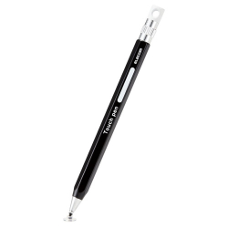 商品画像:スマートフォン・タブレット用タッチペン/六角鉛筆型/ストラップホール付き/ディスクタイプ/ペン先交換可能/ブラック P-TPENDEBK