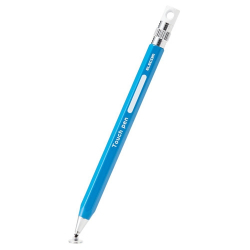 商品画像:スマートフォン・タブレット用タッチペン/六角鉛筆型/ストラップホール付き/ディスクタイプ/ペン先交換可能/ブルー P-TPENDEBU