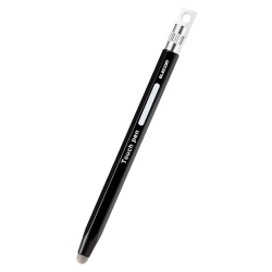 商品画像:スマートフォン・タブレット用タッチペン/六角鉛筆型/ストラップホール付き/導電繊維タイプ/ペン先交換可能/ブラック P-TPENSEBK