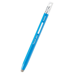 商品画像:スマートフォン・タブレット用タッチペン/六角鉛筆型/ストラップホール付き/導電繊維タイプ/ペン先交換可能/ブルー P-TPENSEBU