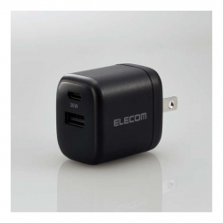 商品画像:AC充電器/USB充電器/USB Power Delivery準拠/30W/USB-C1ポート/USB-A1ポート/スイングプラグ/ブラック MPA-ACCP30BK