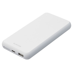 商品画像:モバイルバッテリー/リチウムイオン電池/薄型/15W/10000mAh/Type-C1ポート/USB-A1ポート/ホワイト DE-C38-10000WH