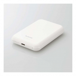 商品画像:モバイルバッテリー/リチウムイオン電池/ワイヤレス充電器/マグネット対応/5000mAh/2.4A/USB-C入出力1ポート/ホワイト DE-C40-5000WH