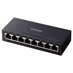 商品画像:Giga対応スイッチングハブ/8ポート/金属筺体/電源外付けモデル/ブラック EHC-G08MA-B