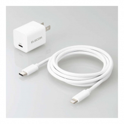 商品画像:LightningAC充電器/USB Power Delivery対応/20W/USB-C1ポート/USB-C-Lightningケーブル付属/スイングプラグ/1.5m/ホワイト MPA-ACLP04WH